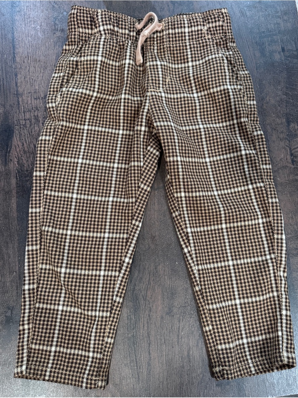 H&M Brown Plaid boys Drawstring Pants